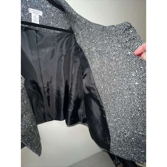 NWT Laura Ashley Woman 2X Black & White Herringbone Cropped Bolero Jacket - Picture 5 of 10